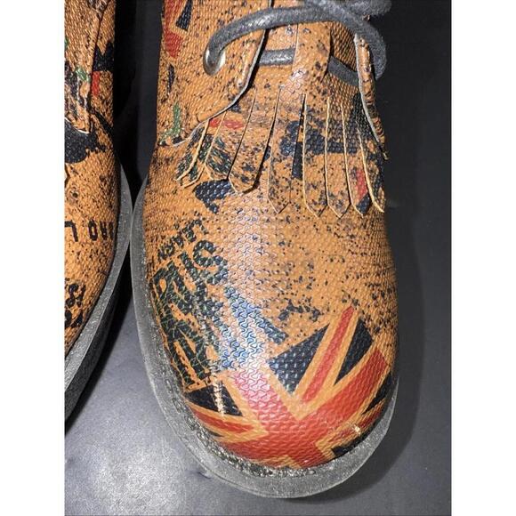 CS T&P Harajuku Platform Shoes UK Punk Print Brown Chunky Lace Up Goth Size M - Picture 4 of 15